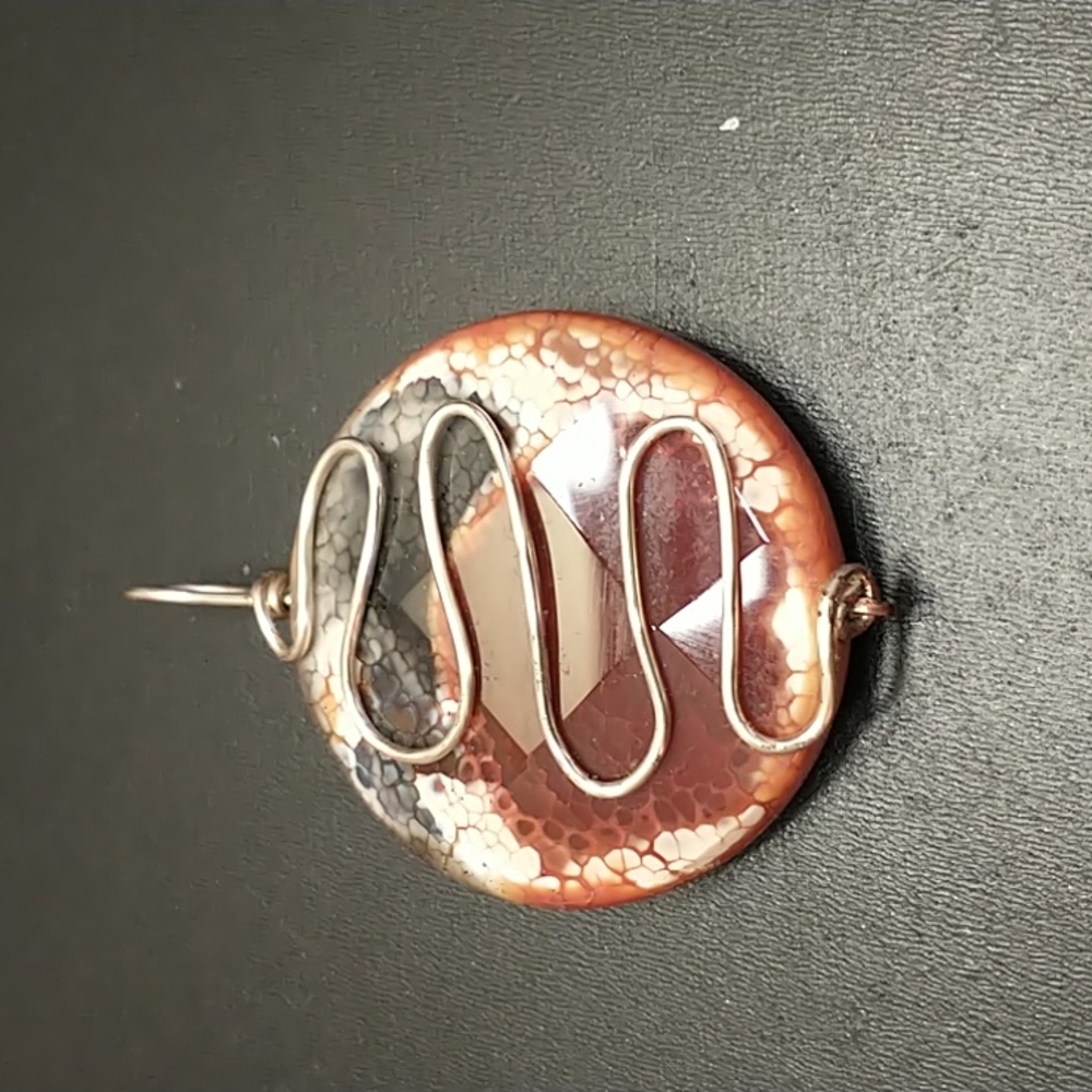 Snake skin agate handmade, wire wrapped pendant